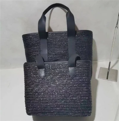 काले गेहूं बुना महिलाओं बैग एक सेट